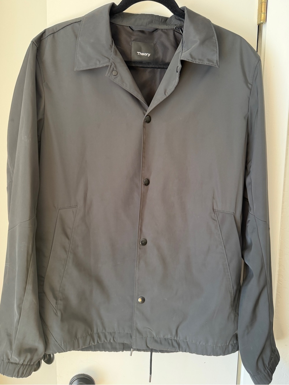 Theory Men’s Technical Taffeta Coaches Jacket Gray Size L
